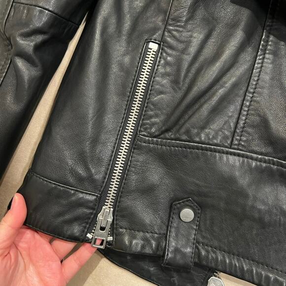 All Saints Jasper leather biker jacket in black - Picture 15 of 16